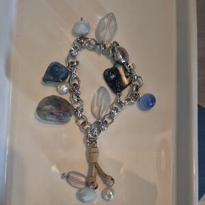 Elegant Silver and Blue Charm Bracelet